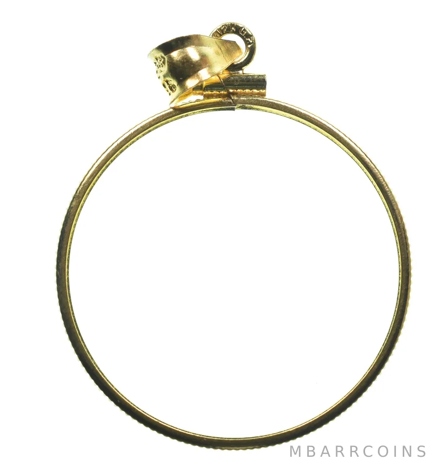 14K 28mm Gold Filled 1/2 Oz Mexico Libertad Coin Bezel Pendant Frame Edge *1280