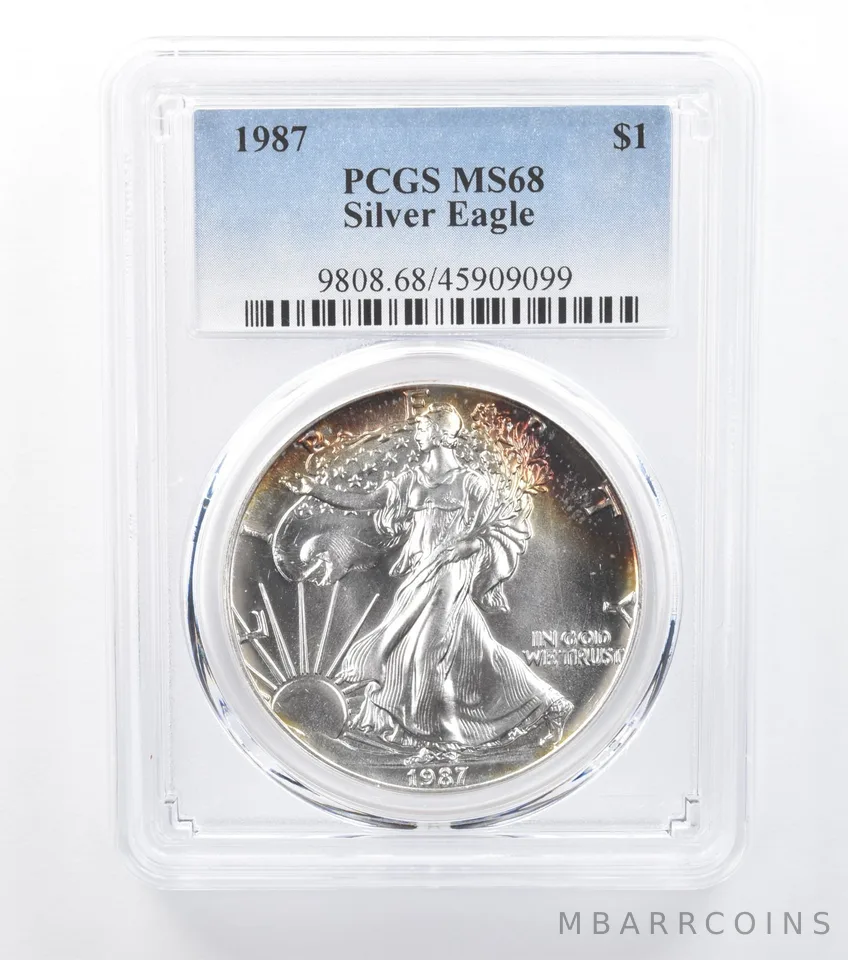 1987 American Silver Eagle MS68 PCGS Peripheral Tone *7745