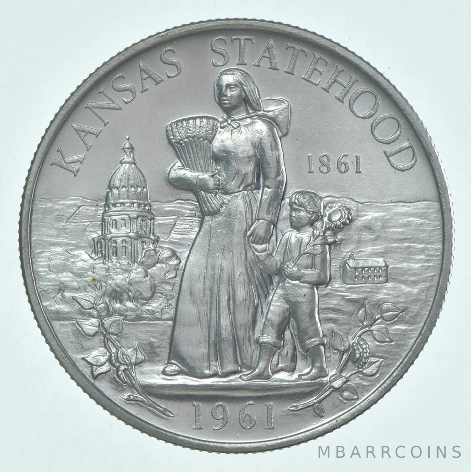 1961 Kansas Statehood So-Called Half Dollar Heraldic Art Medal