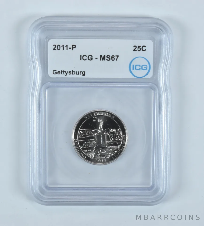 2011-P Washington Quarter ATB Gettysburg MS67 ICG