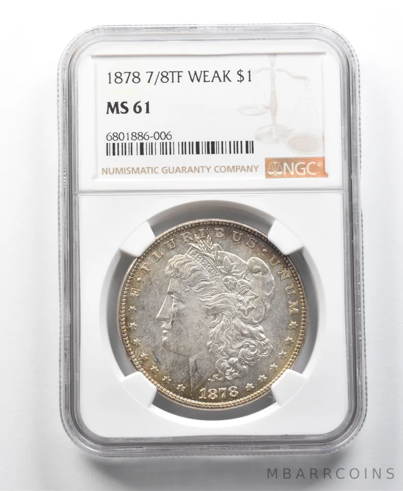 1878 7/8TF Morgan Silver Dollar Weak MS61 NGC a8581