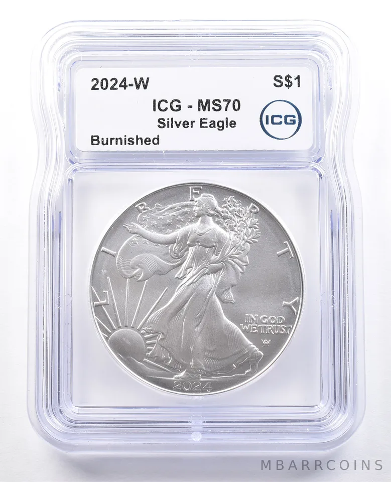 2024-W Burnished Silver Eagle MS70 ICG