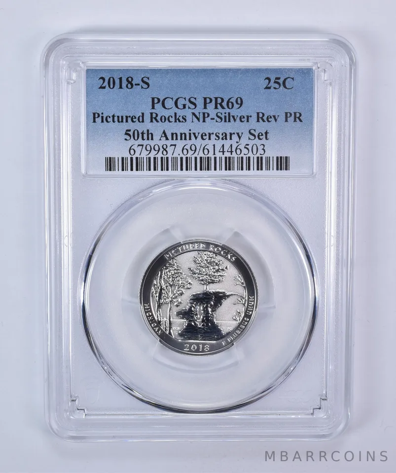 2018-S Quarter ATB Silver Pictured Rocks 50th Anniversary Set Reverse PR69 PCGS