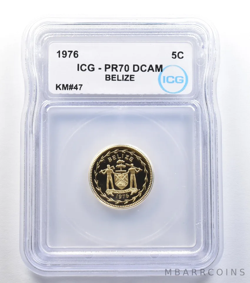 1976 Belize 5 Cents KM#47 PR70 DCAM ICG *7956