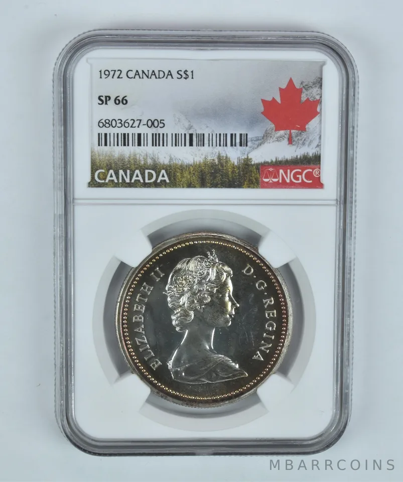 SP66 1972 Canada Silver Dollar NGC Beautifully Toned a2973