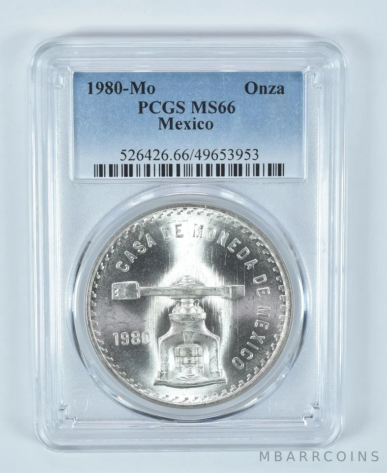 1980 Mo Mexico 1 Onza Silver MS66 PCGS Blue Label