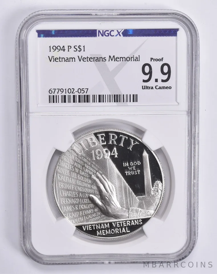 1994-P Vietnam Memorial Commemorative Dollar Proof 9.9 UCAM NGC X NGCX