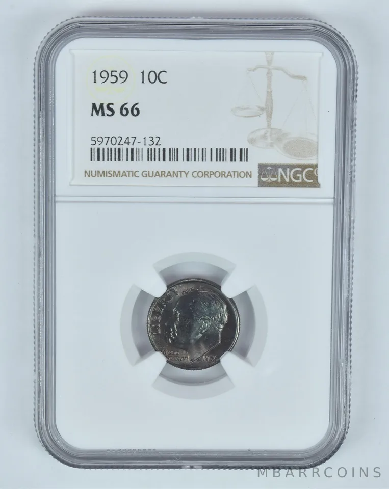 MS66 1959 Roosevelt Dime - Graded NGC Toned! a8932