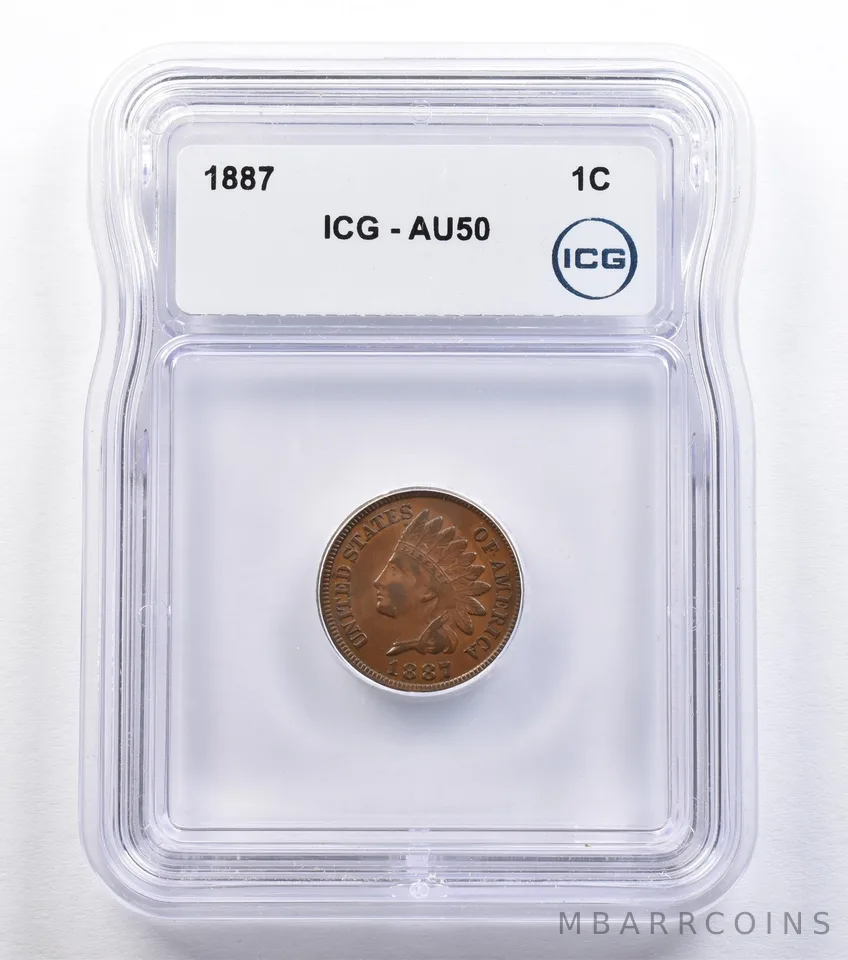 1887 Indian Head Cent AU50 ICG *2209
