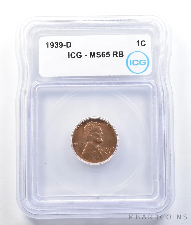 1939-D Lincoln Wheat Cent MS65 RB ICG a1486