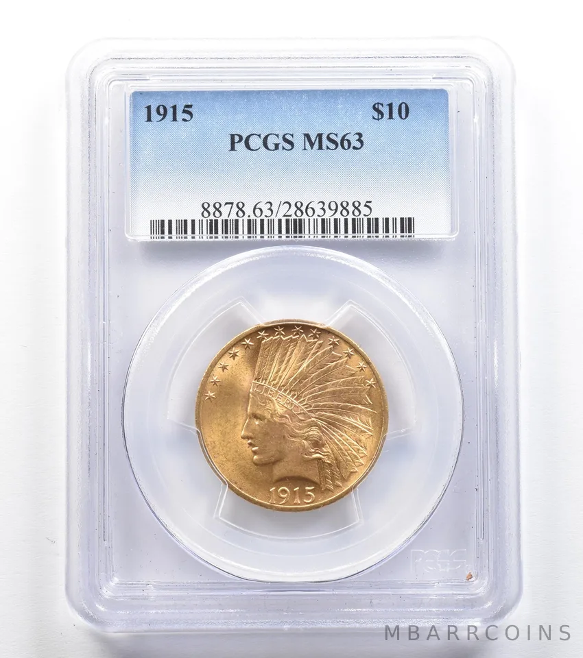 1915 $10 Indian Head Gold Eagle MS63 PCGS *9645
