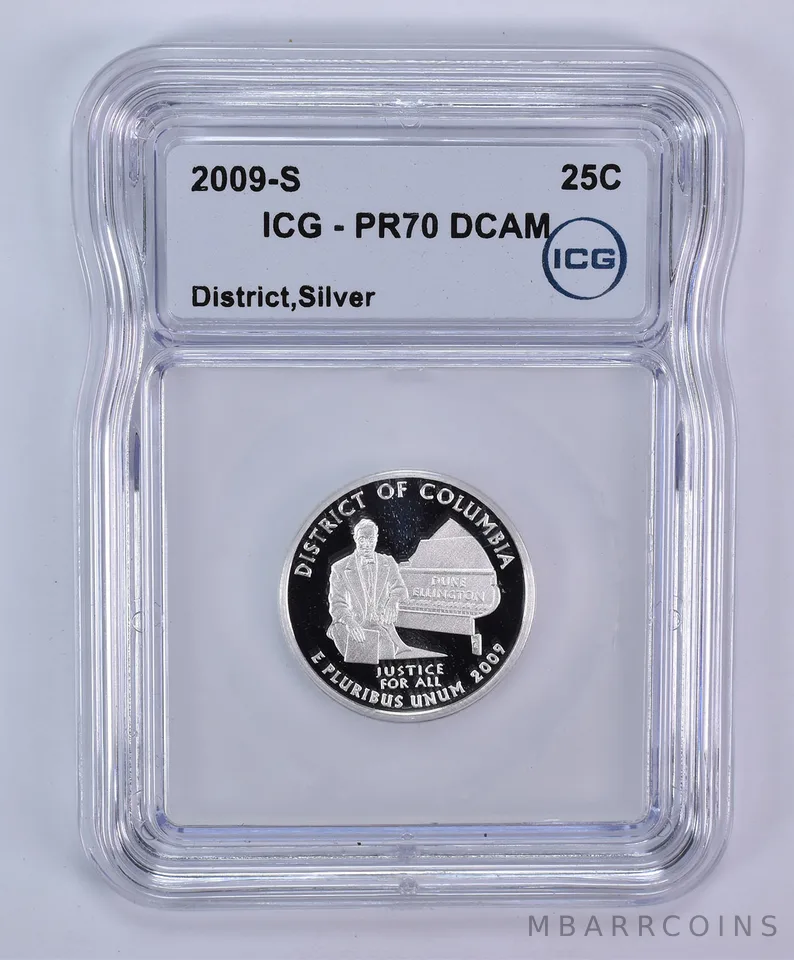 2009-S Washington State Quarter District Of Columbia Silver PR70 DCAM ICG
