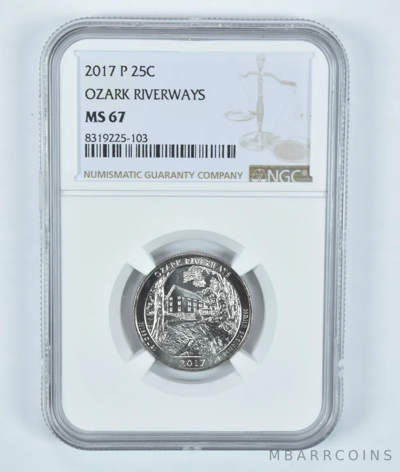 2017-P Washington Quarter Ozark Riverways ATB MS67 NGC