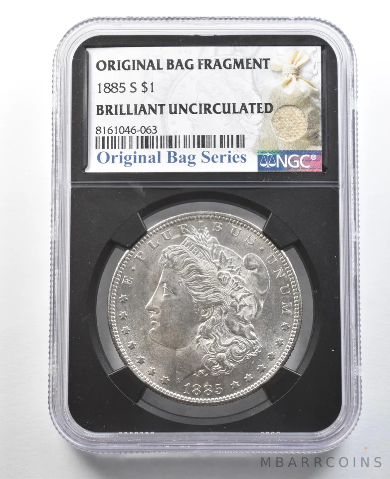1885-S Morgan Silver Dollar Original Bag Fragment BU NGC *3347