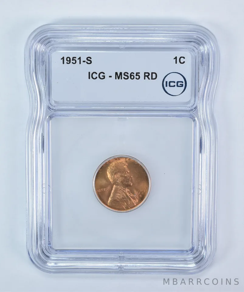 1951-S Lincoln Wheat Cent MS65 RD ICG