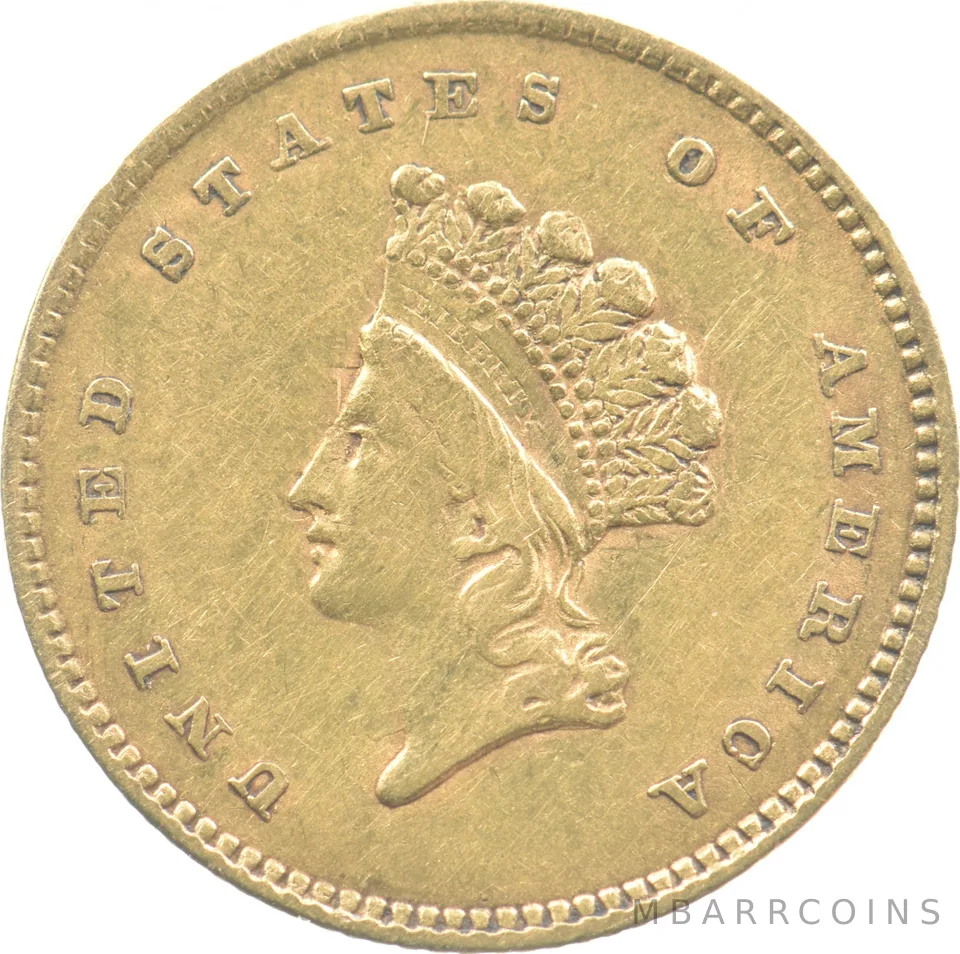 1854 $1 Indian Princess Head Gold Dollar Type 1 *7883