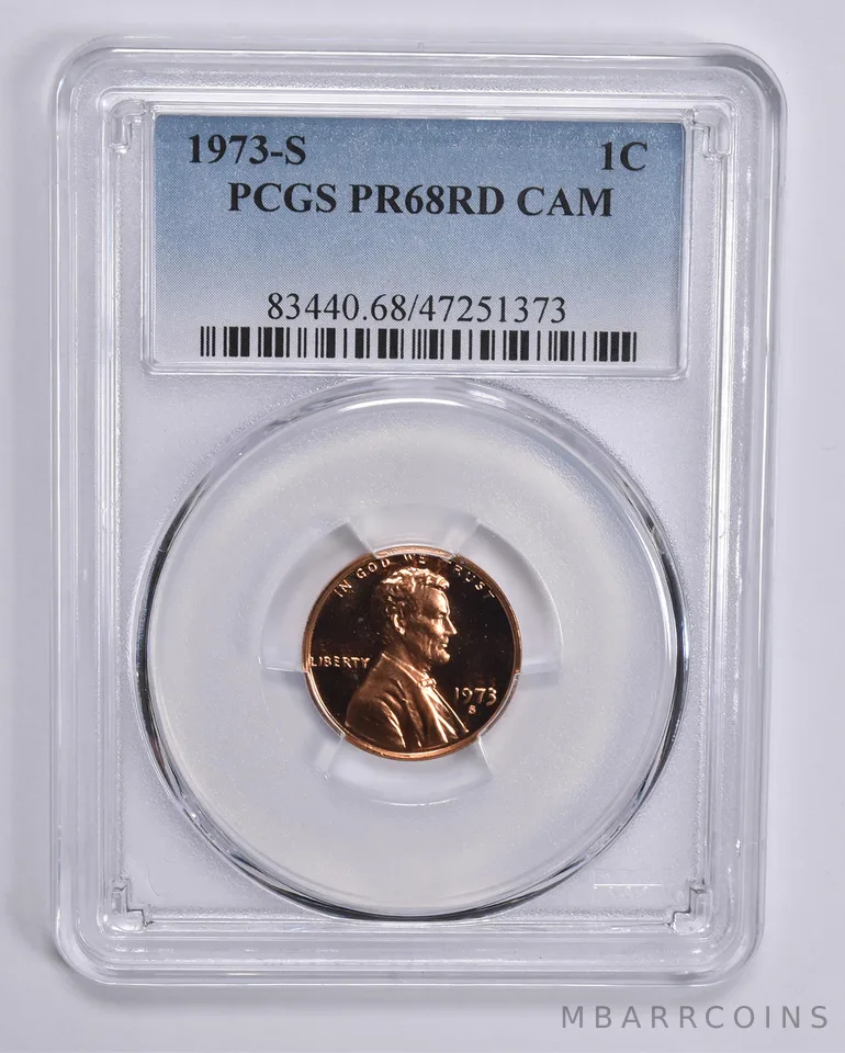 1973-S Lincoln Memorial Cent 1c PR68 RD CAM PCGS Blue Lbl