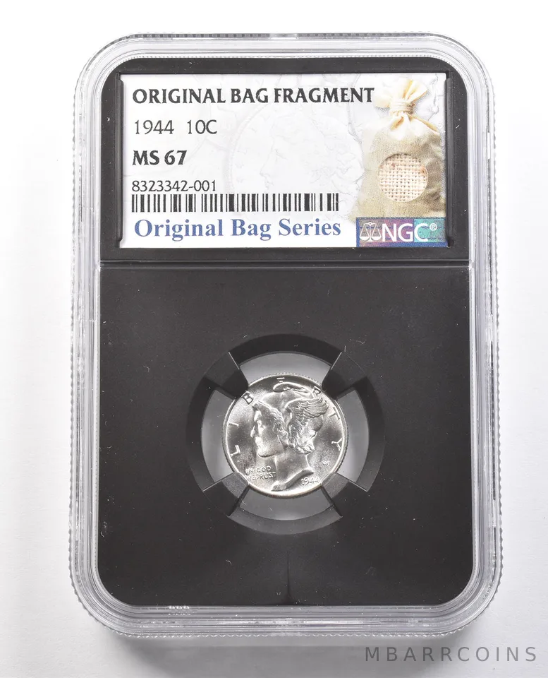 1944 Mercury Dime Original Bag Fragment MS67 NGC *6146