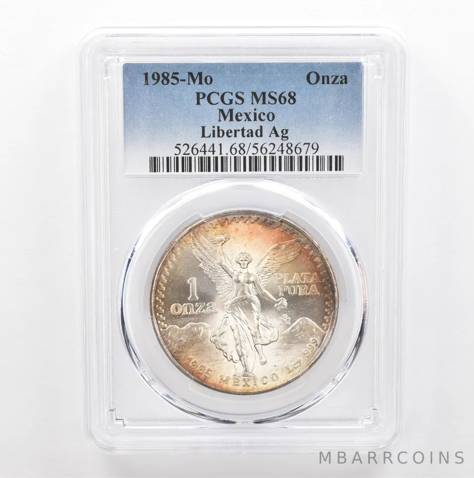 1985 Mo Mexico 1 Onza Silver Libertad MS68 PCGS Beautiful Tone *5395
