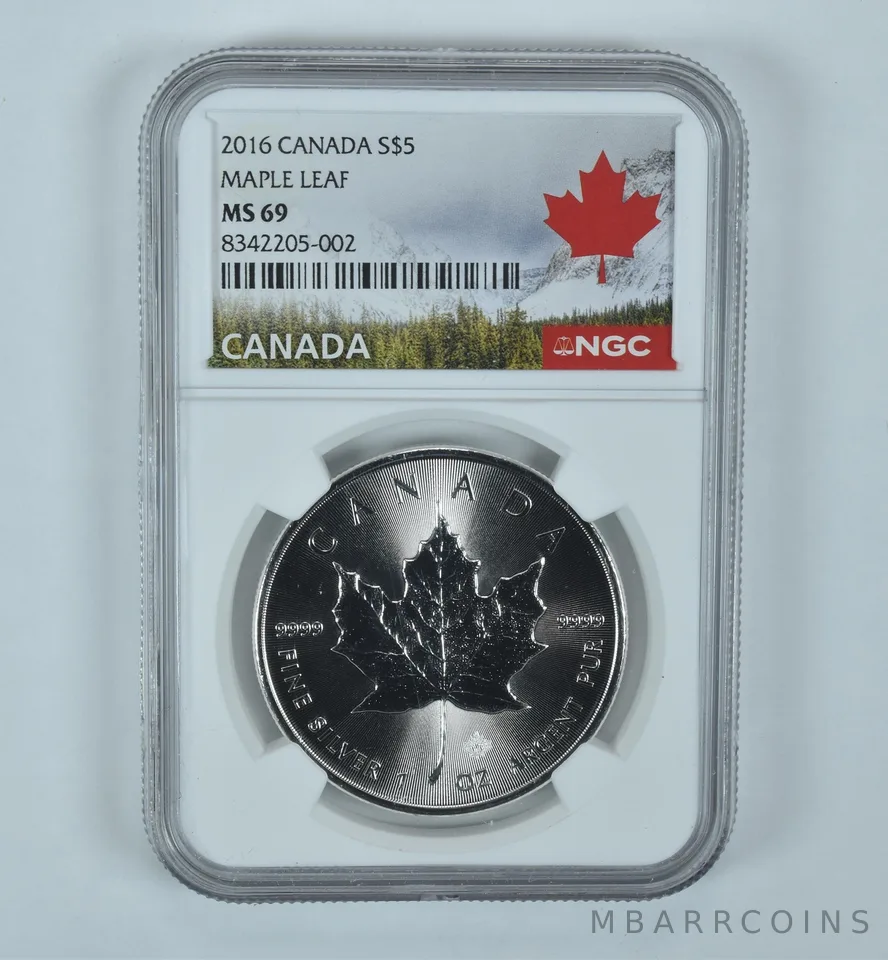 2016 Canada 5 Dollars Silver Maple Leaf MS69 NGC Canada Label
