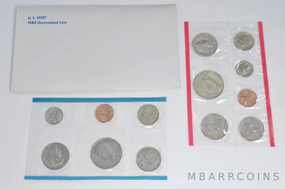 1980 Mint Set with Original Envelope & Flatpacks (13 coins)