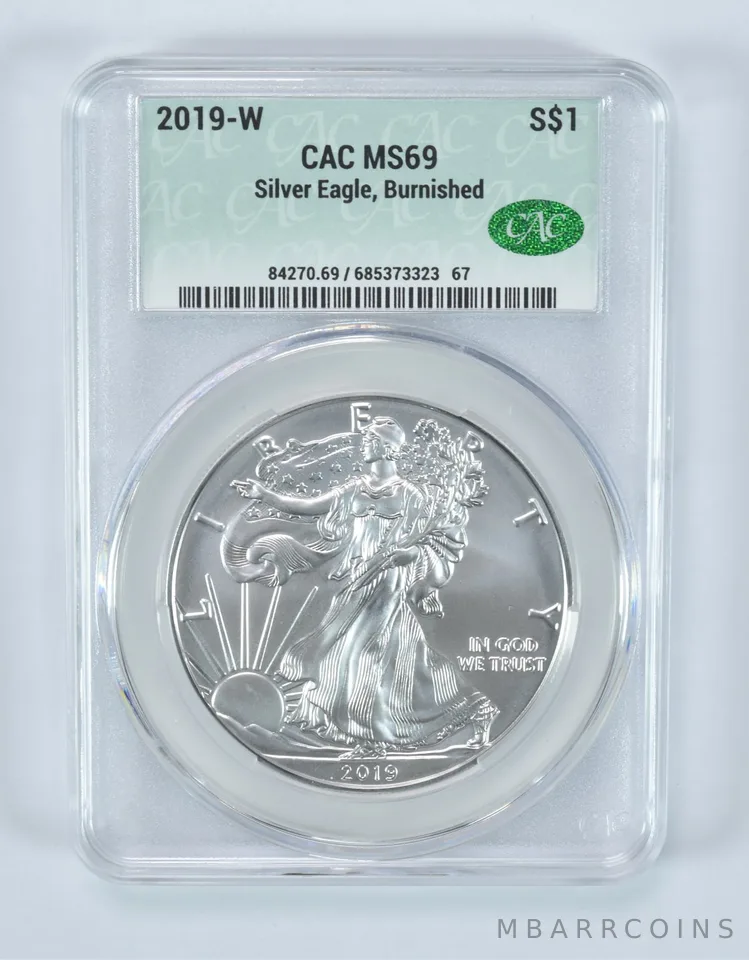 2019-W Burnished Silver Eagle MS69 CAC CACg