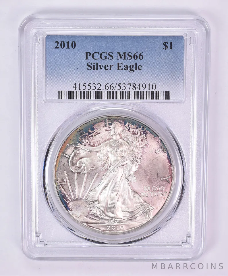 2010 American Silver Eagle MS66 PCGS Beautiful Tone *1091
