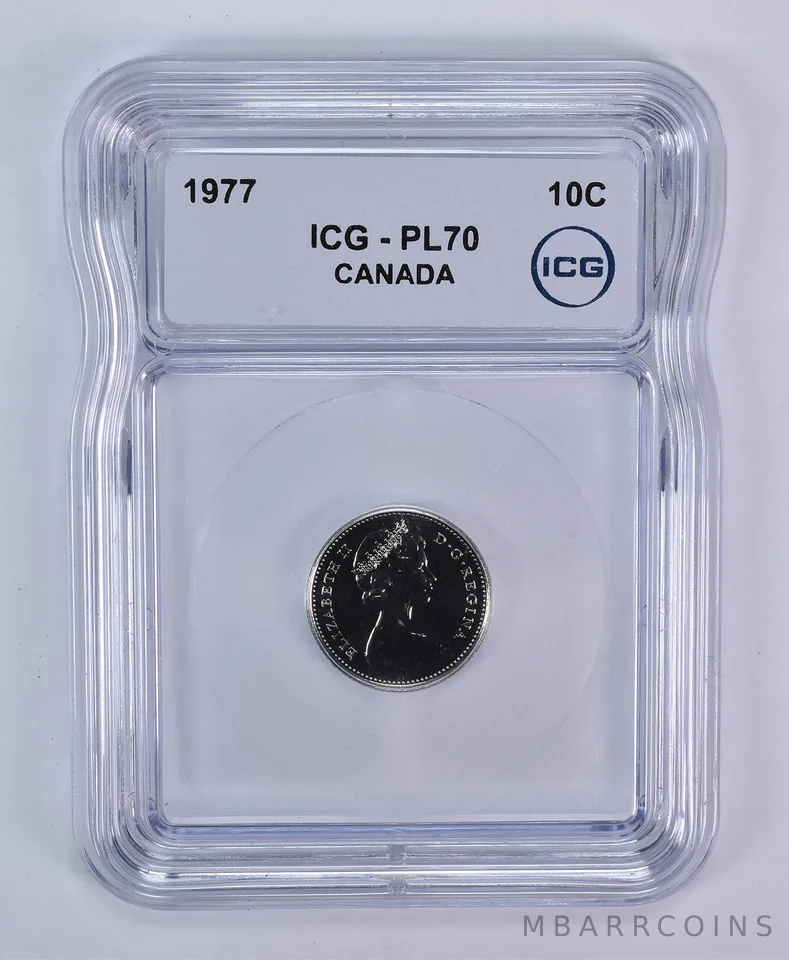 1977 Canada 10 Cents Bluenose PL70 ICG