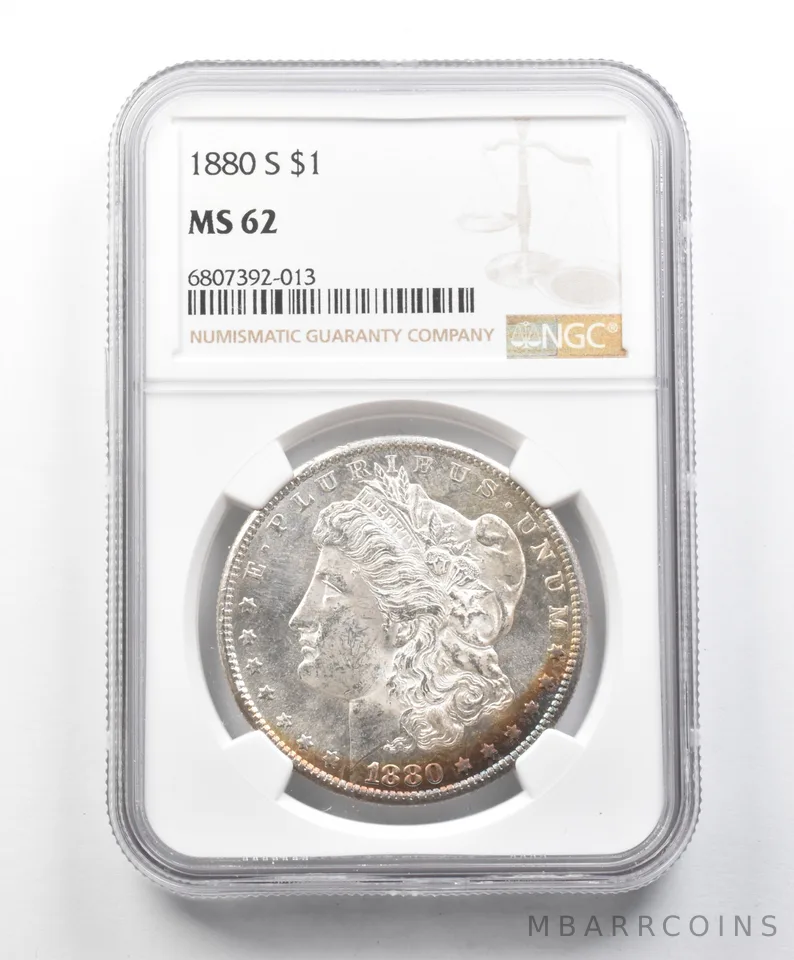 MS62 1880-S Morgan Silver Dollar NGC Great Contrast a1779