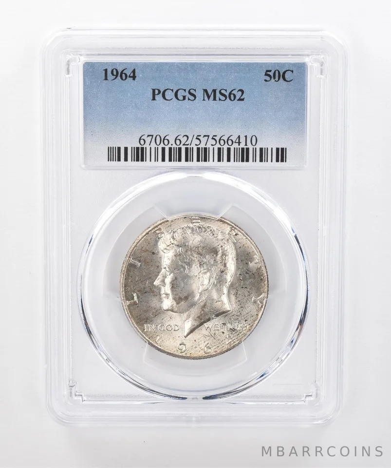 1964 Kennedy Half Dollar MS62 PCGS Beautiful Tone Reverse a1393
