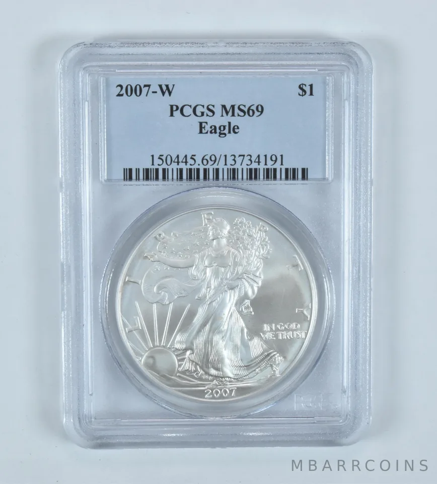 2007-W Burnished Silver Eagle MS69 PCGS Blue Label