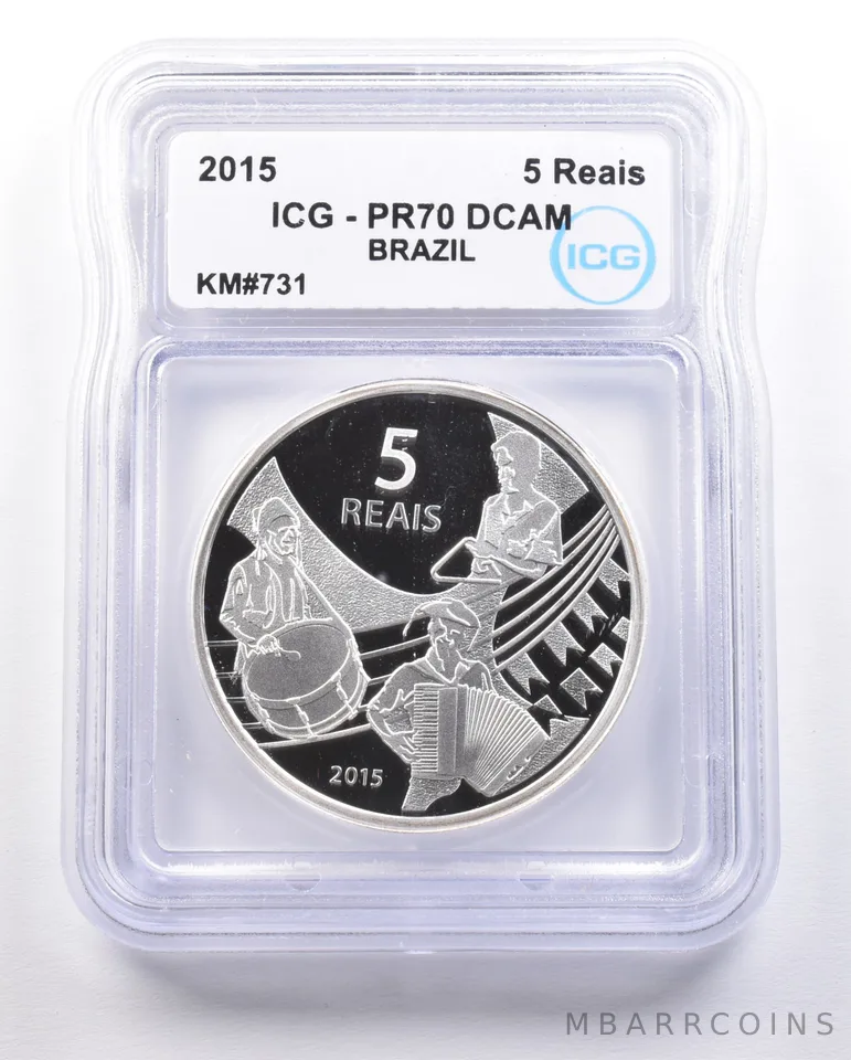 2015 Brazil 5 Reais Rio Olympics KM#731 PR70 DCAM ICG a4700