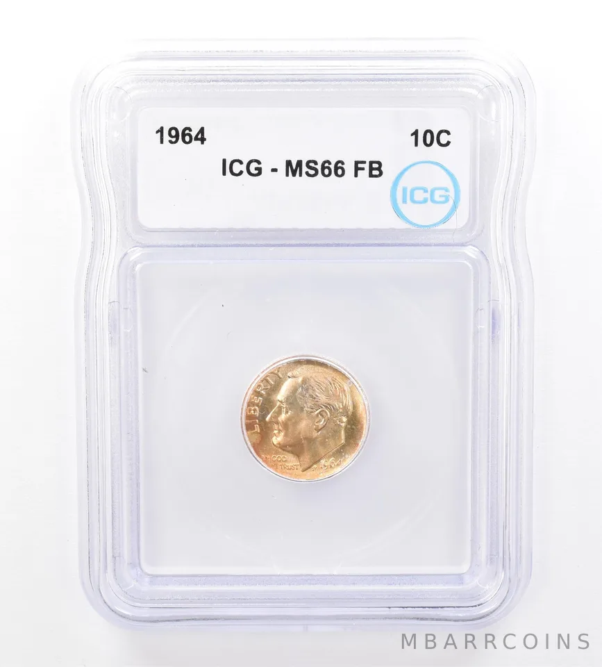 1964 Roosevelt Dime MS66 FB ICG Beautiful Tone *1605
