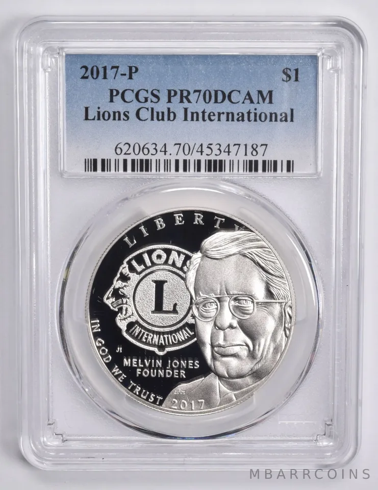 2017-P Lions Club Commemorative Dollar $1 PR70 DCAM PCGS Blue Lbl