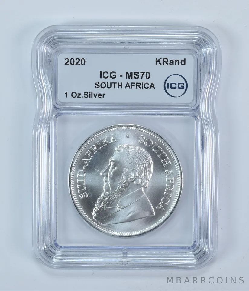 2020 South Africa Silver Krugerrand 1 Oz MS70 ICG