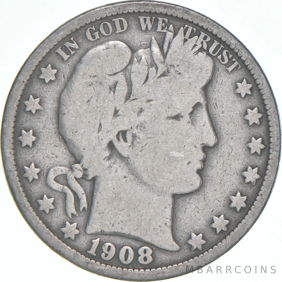 1908-O Barber Half Dollar Average Circ 90% Silver