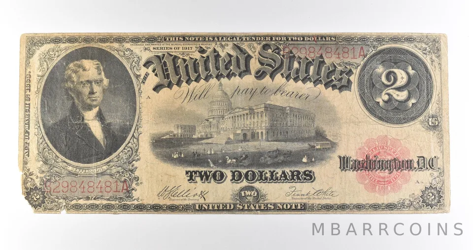 1917 $2 Legal Tender Red Seal Large Note Fr#59 *4609