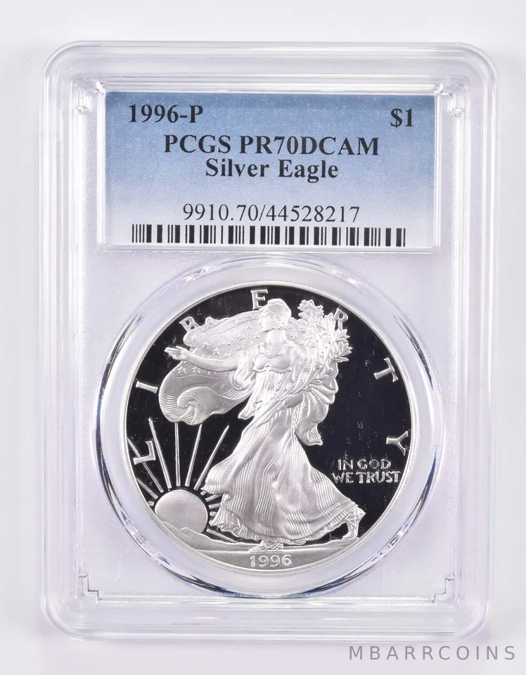 1996-P American Silver Eagle PR70 DCAM PCGS Blue Label