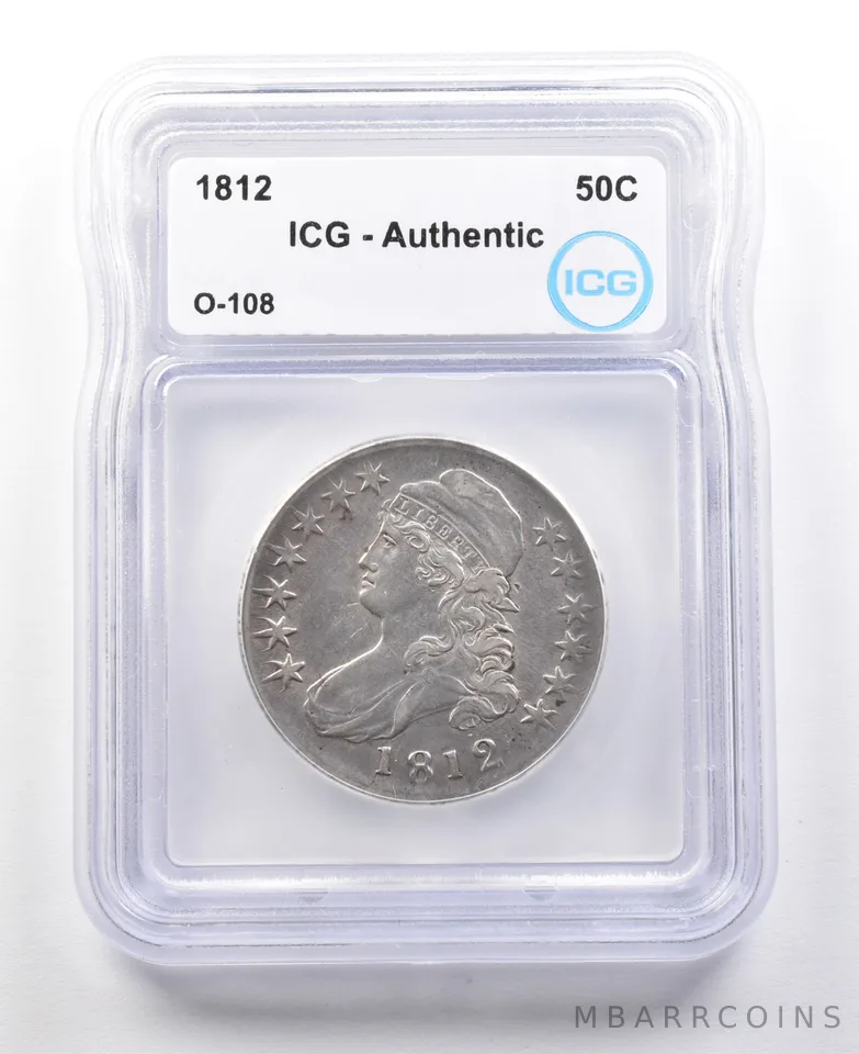 1812 Capped Bust Half Dollar O-108 Authentic ICG *3017