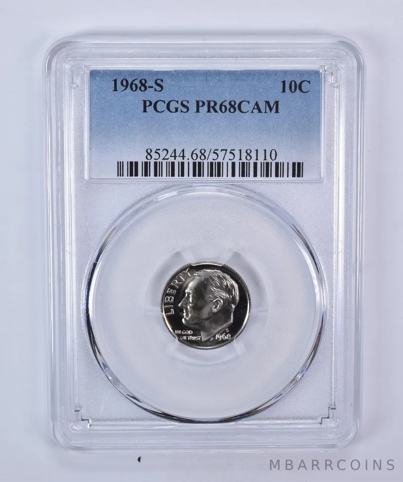 1968-S Roosevelt Dime PR68 CAM PCGS Blue Label