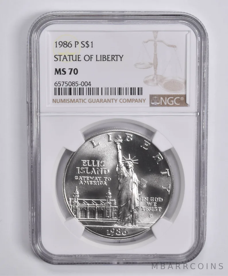 1986-P Statue Of Liberty Commemorative Dollar MS70 NGC Brown Label