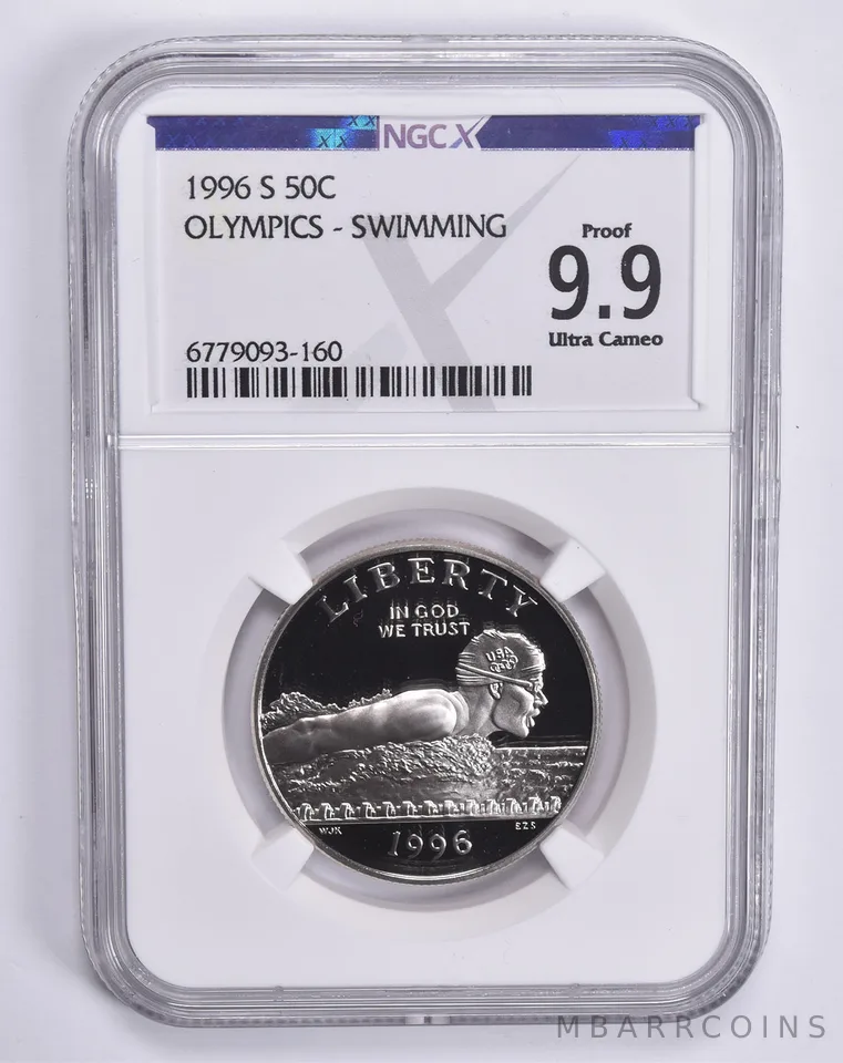 1996-S Olympic Swimming Commemorative Half Dollar Proof 9.9 NGC X NGCX