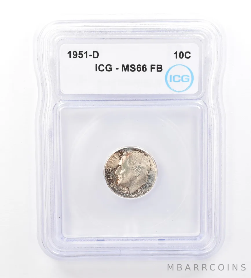 1951-D Roosevelt Dime MS66 FB ICG Beautiful Tone *1700