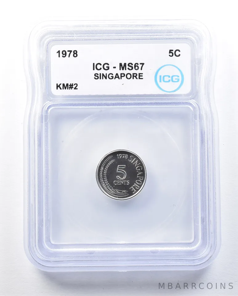 1978 Singapore 5 Cents KM#2 MS67 ICG *9004