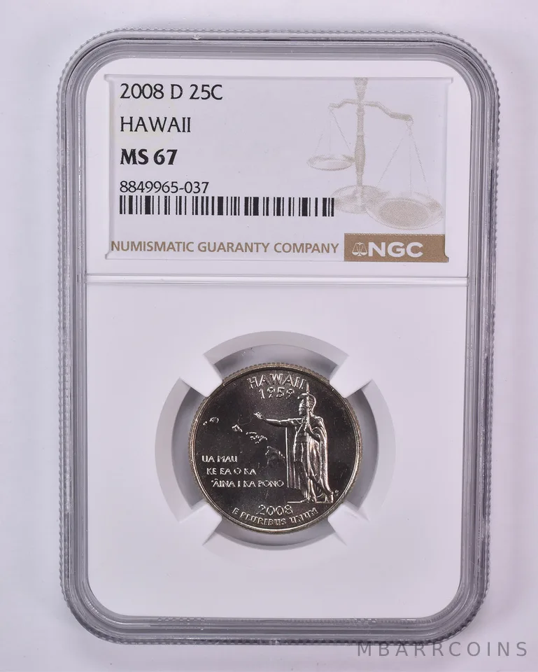 2008-D Washington State Quarter Hawaii MS67 NGC Brown Label