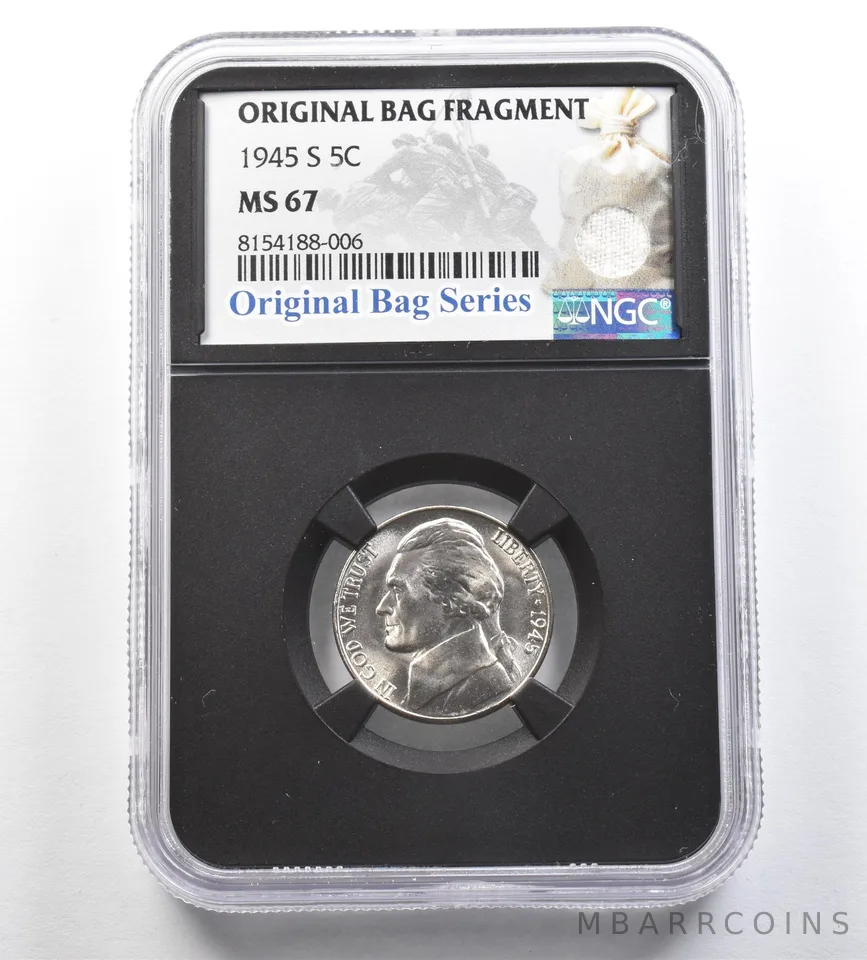 1945-S Jefferson Nickel Original Bag Fragment MS67 NGC *7138