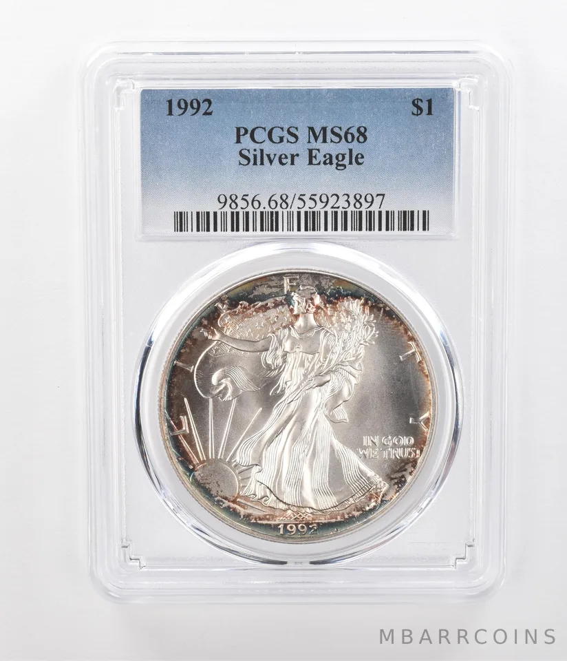 1992 American Silver Eagle MS68 PCGS Peripheral Tone *1239