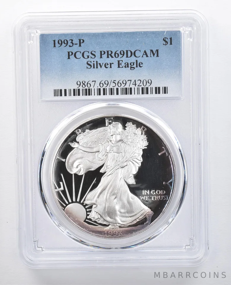 1993-P American Silver Eagle PR69 DCAM PCGS Peripheral Tone *7683