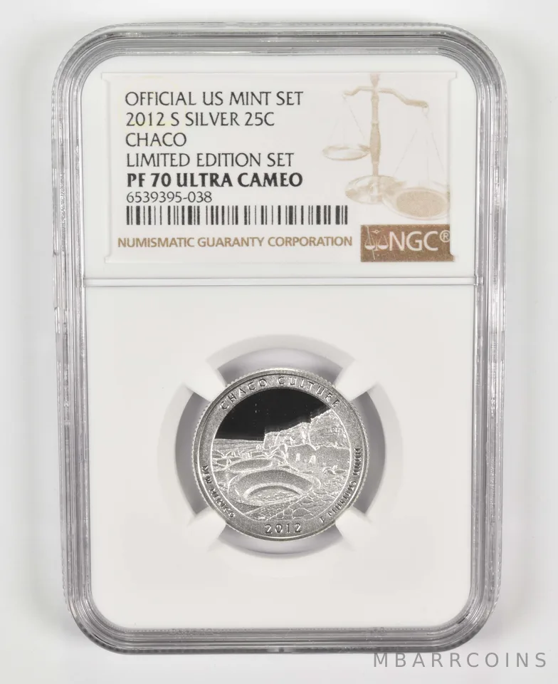 2012-S PF70 Chaco Silver Quarter US Mint Limited Edition Set NGC
