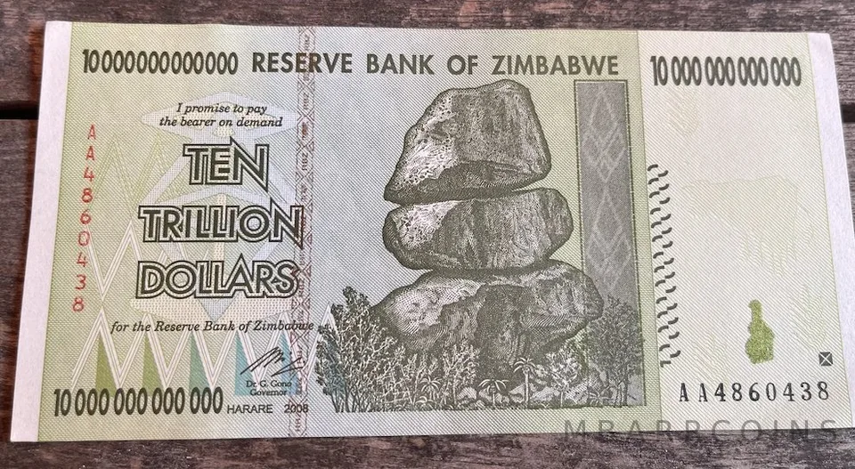 Unc 2008 Zimbabwe 10 TRILLION DOLLARS BANKNOTE AA New 100 TRILLION SERIES